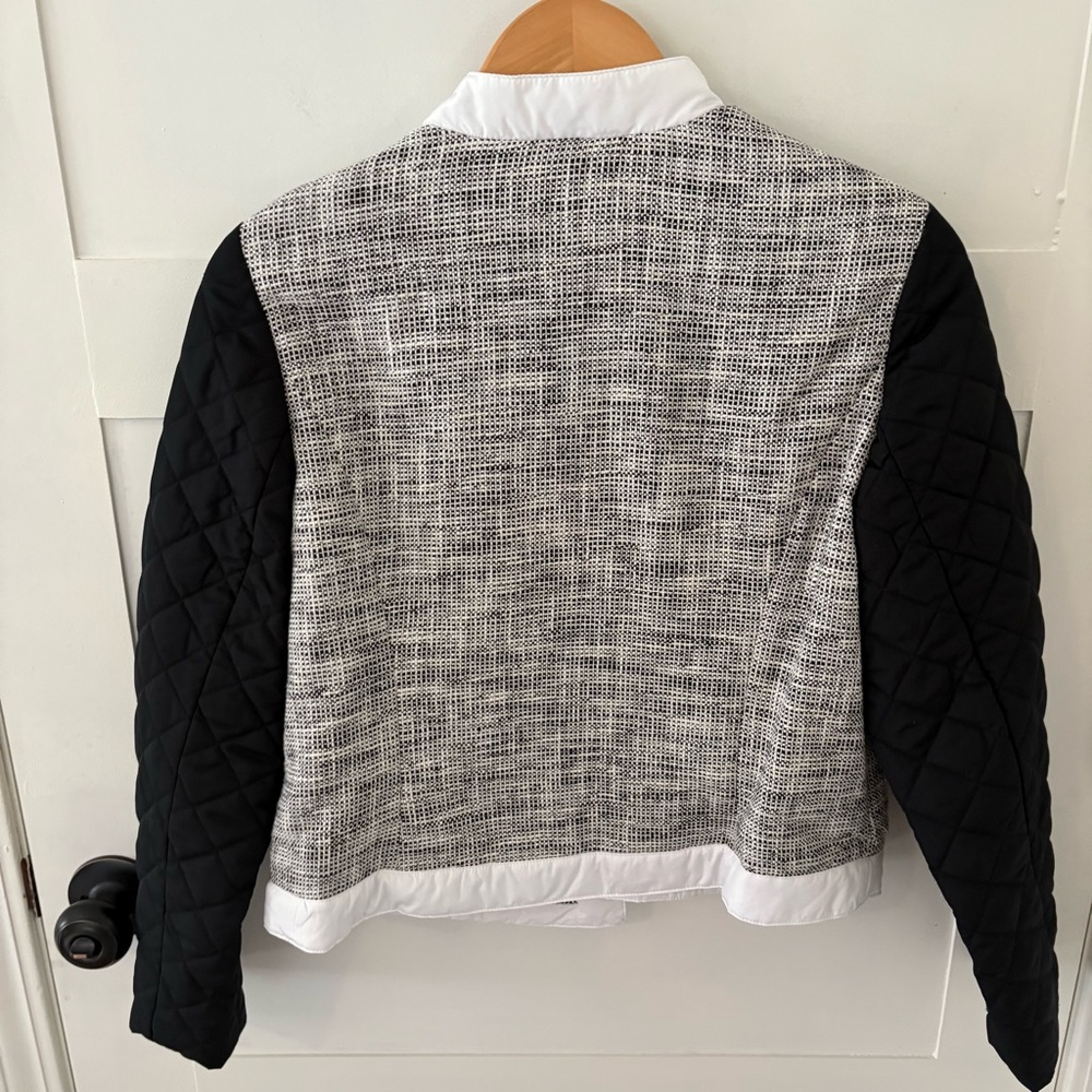 Chico’s JACKET QUILTED MIX TWEED PATTERN BLACK/WHITE. Size 1 Chicos/M/8. - Picture 10 of 12